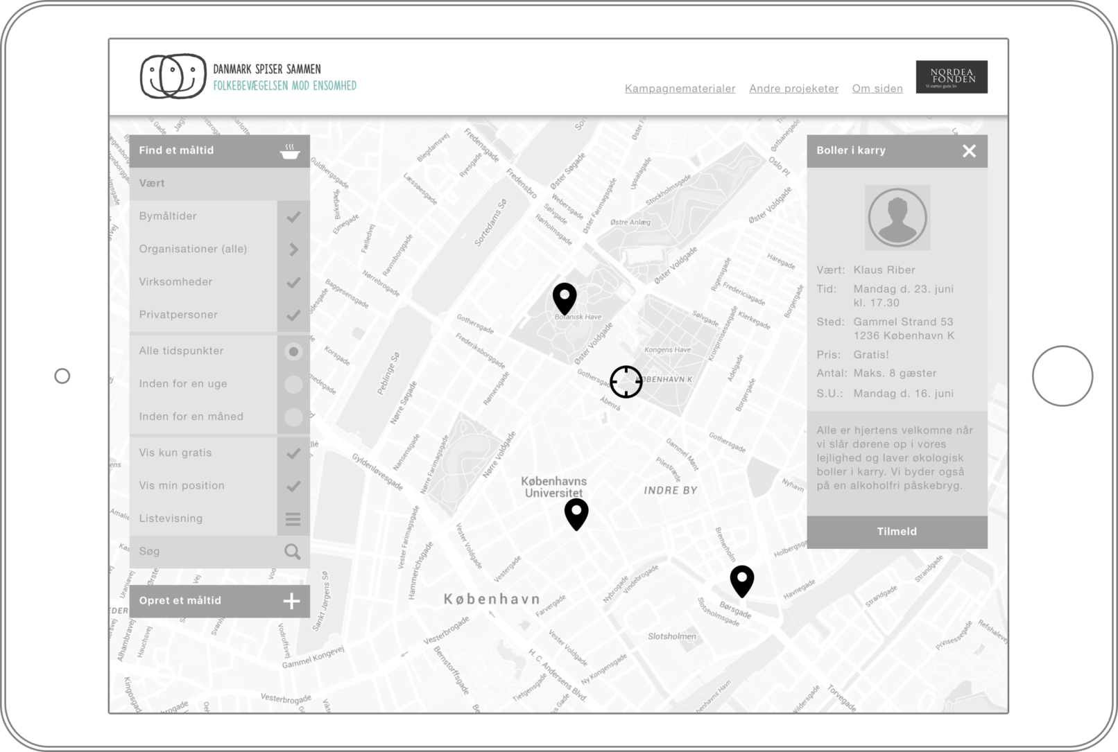 Danmark Spiser Sammen Wireframe: "Full View"