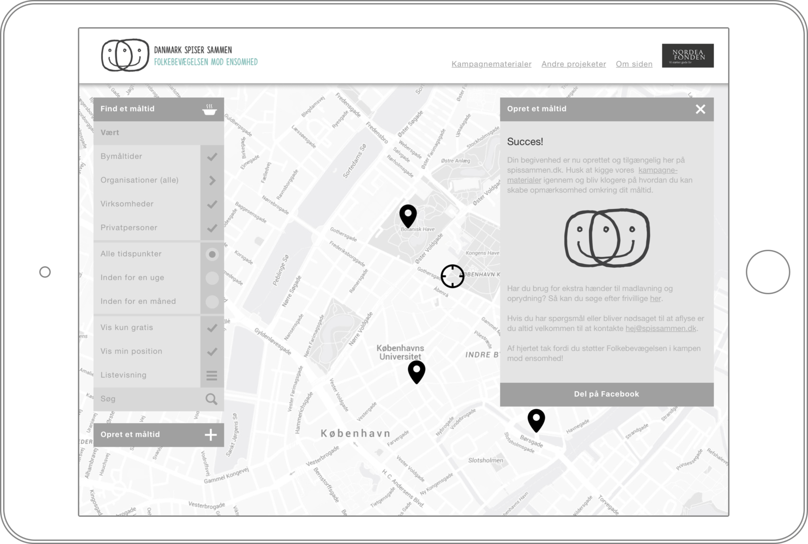 Danmark Spiser Sammen Wireframe: "Submit Done"