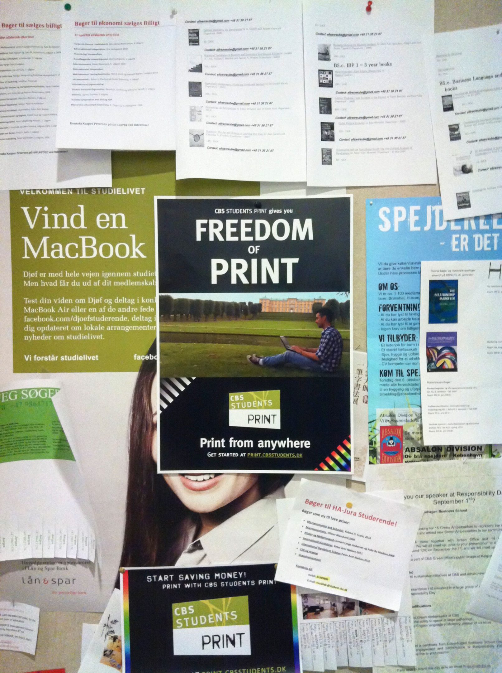 CBS Students PRINT on Campus Bulletin Board