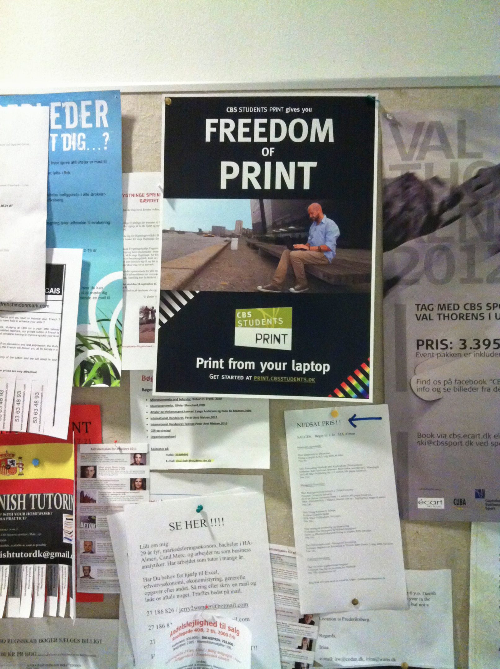 CBS Students PRINT on Campus Bulletin Board